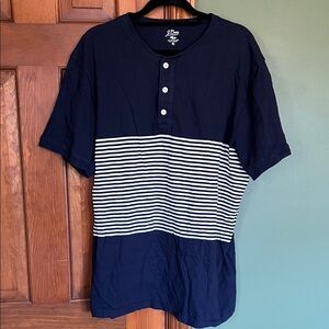 J. Crew Men's Navy and White Striped Tee